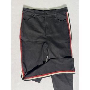 NWT Sugar + Lips Black Band Pants Red White Stripe Slim Fit Medium Funky Retro